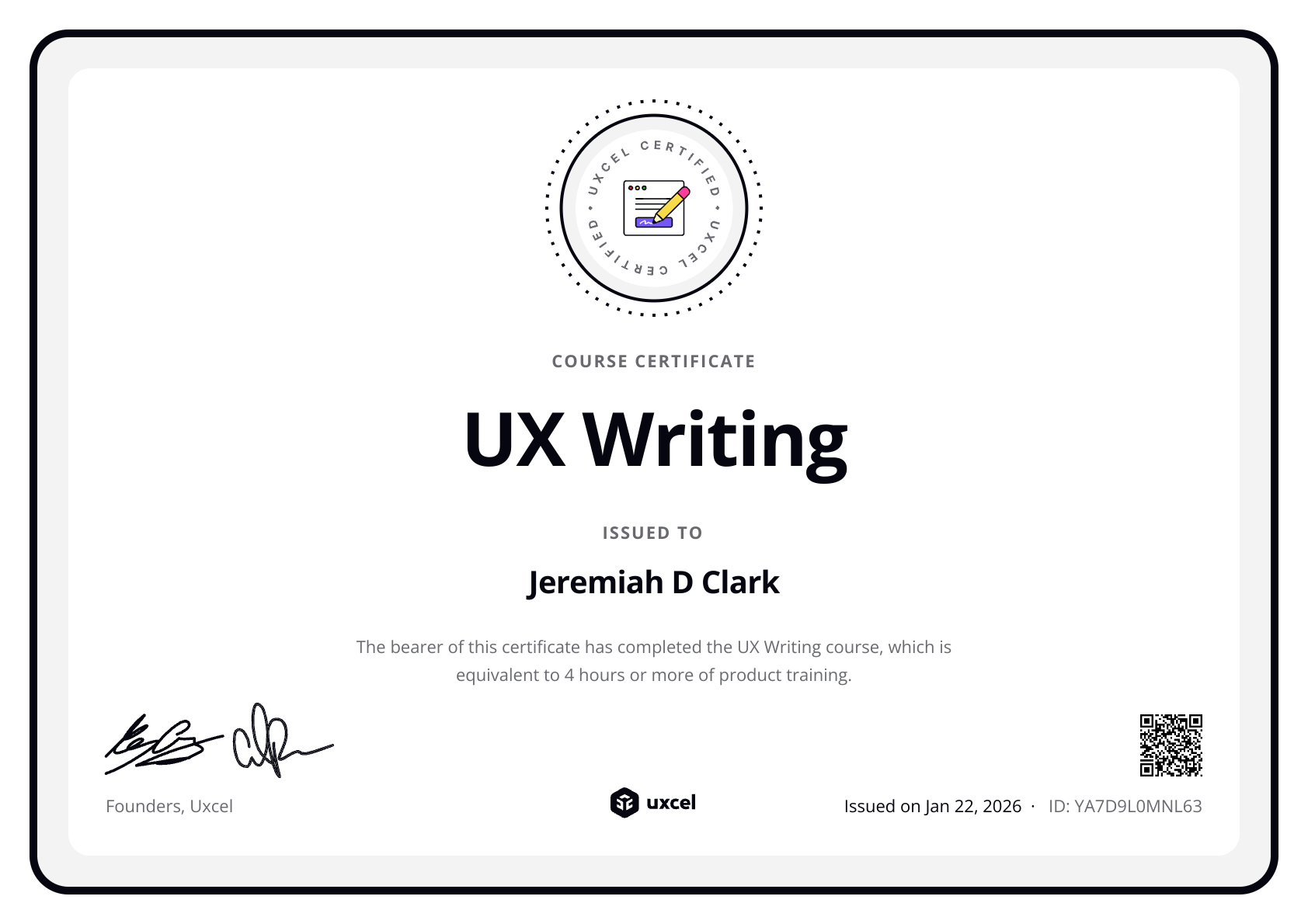 Jeremiah's certificate